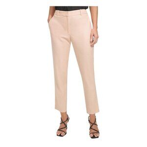 DKNY Womens Linen Ultra High Rise Straight Leg Pants Pink Peach Size 10
